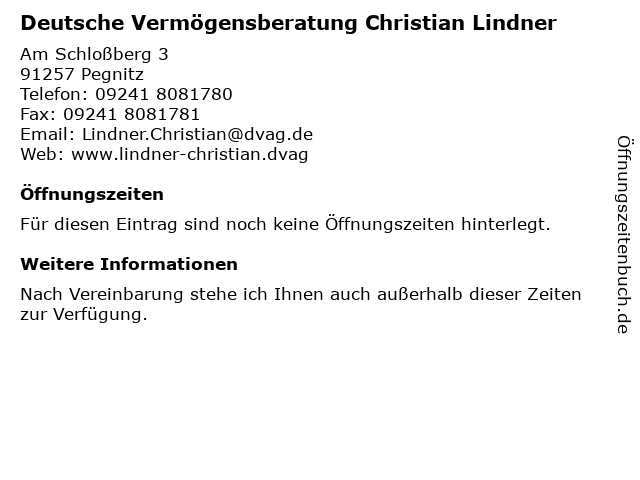 Deutsche Vermögensberatung Christian Lindner in Pegnitz: Adresse und Öffnungszeiten