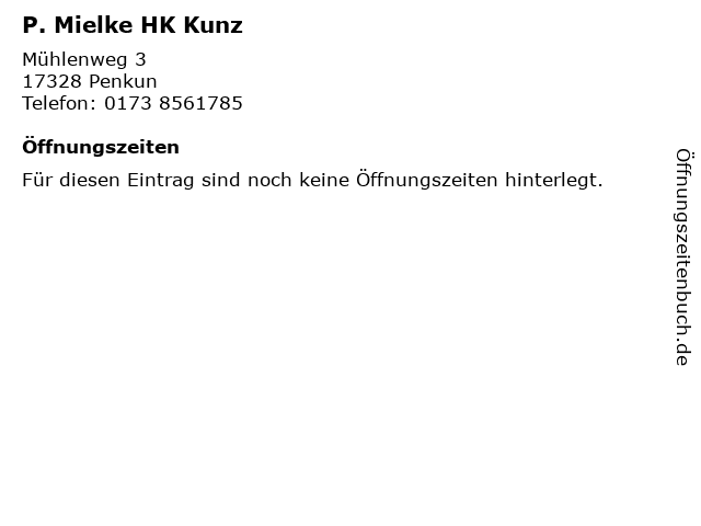 P. Mielke HK Kunz in Penkun: Adresse und Öffnungszeiten