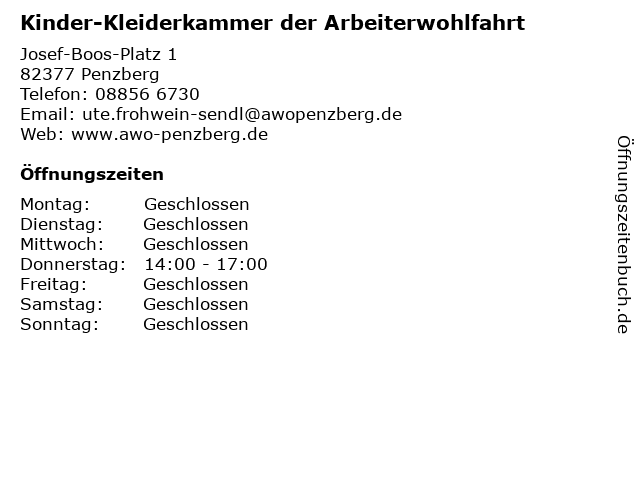 Kinder-Kleiderkammer der Arbeiterwohlfahrt in Penzberg: Adresse und Öffnungszeiten