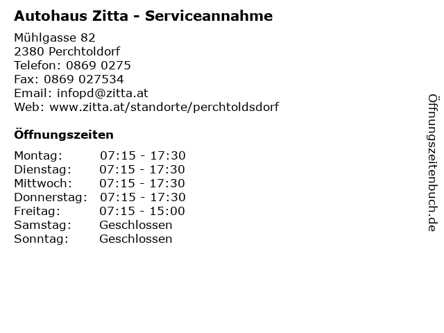 Autohaus Zitta - Serviceannahme in Perchtoldorf: Adresse und Öffnungszeiten