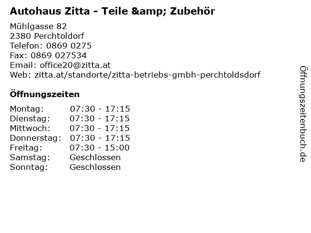 Autohaus Zitta - Teile & Zubehör in Perchtoldorf: Adresse und Öffnungszeiten