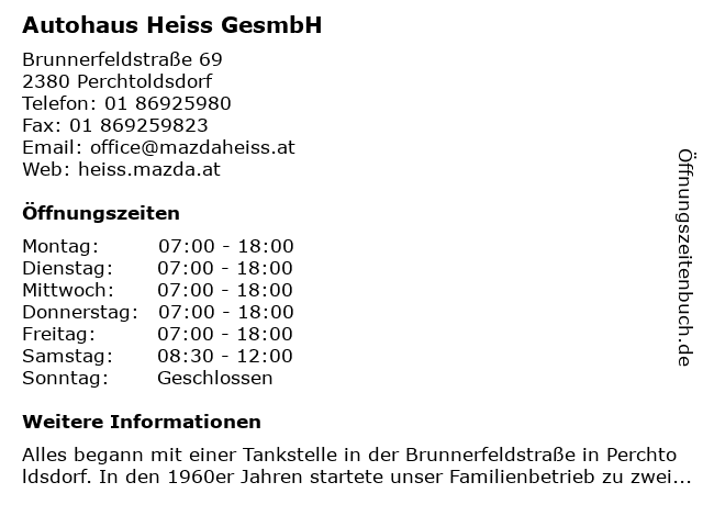 Autohaus Heiss GesmbH in Perchtoldsdorf: Adresse und Öffnungszeiten