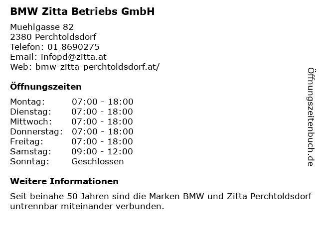 BMW Zitta Betriebs GmbH in Perchtoldsdorf: Adresse und Öffnungszeiten