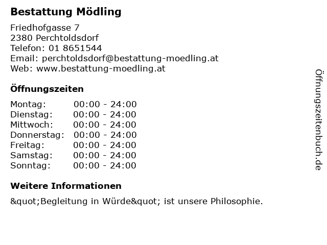 Bestattung Mödling in Perchtoldsdorf: Adresse und Öffnungszeiten