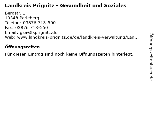 Landkreis Prignitz - Gesundheit und Soziales in Perleberg: Adresse und Öffnungszeiten