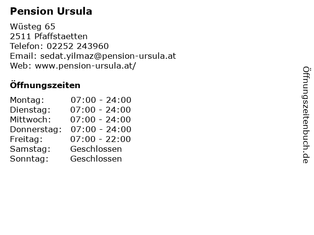Pension Ursula in Pfaffstaetten: Adresse und Öffnungszeiten