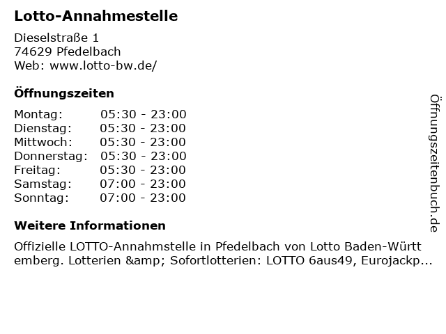Lotto-Annahmestelle in Pfedelbach: Adresse und Öffnungszeiten