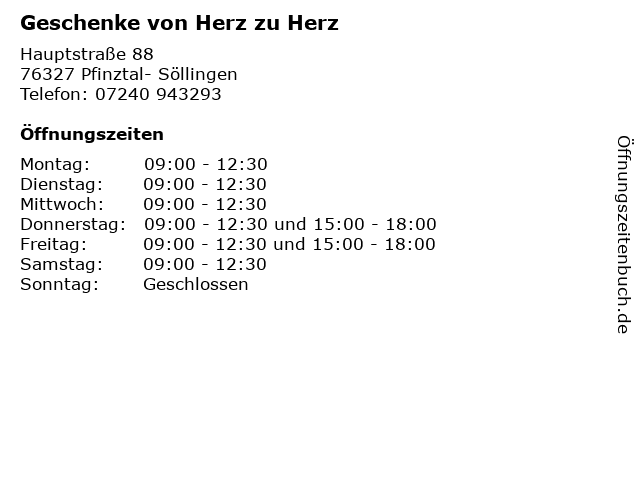 ᐅ Offnungszeiten Geschenke Von Herz Zu Herz Hauptstrasse In Pfinztal Sollingen