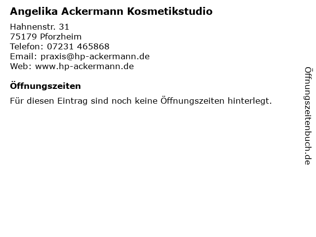 Angelika Ackermann Kosmetikstudio in Pforzheim: Adresse und Öffnungszeiten