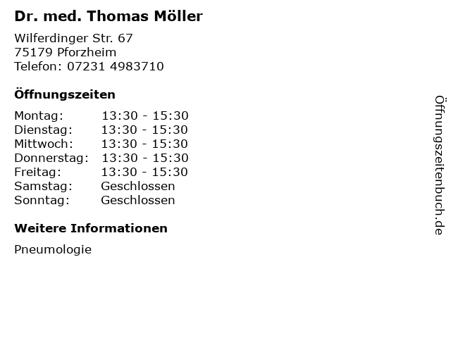 Dr. med. Thomas Möller in Pforzheim: Adresse und Öffnungszeiten