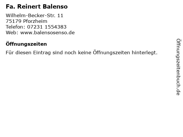 Fa. Reinert Balenso in Pforzheim: Adresse und Öffnungszeiten