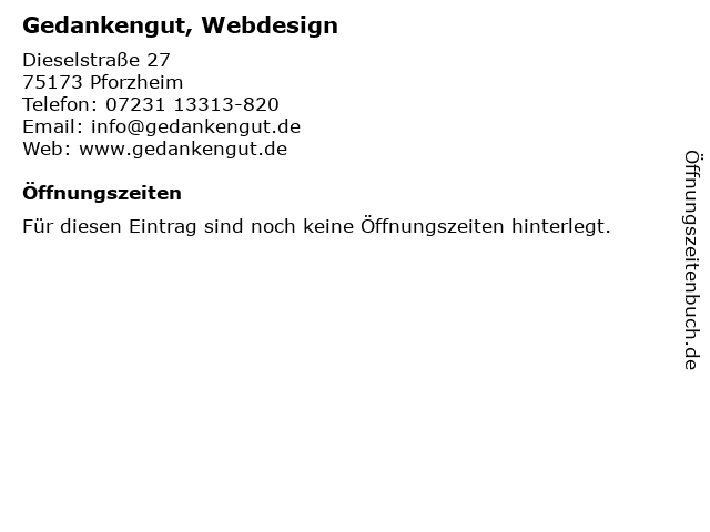 Gedankengut, Webdesign in Pforzheim: Adresse und Öffnungszeiten