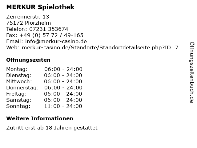 MERKUR Spielothek in Pforzheim: Adresse und Öffnungszeiten