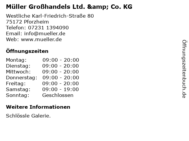 Müller Großhandels Ltd. & Co. KG in Pforzheim: Adresse und Öffnungszeiten