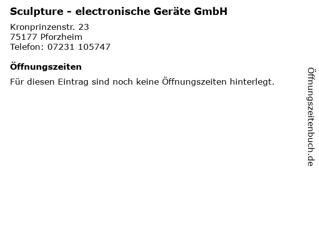 Sculpture - electronische Geräte GmbH in Pforzheim: Adresse und Öffnungszeiten