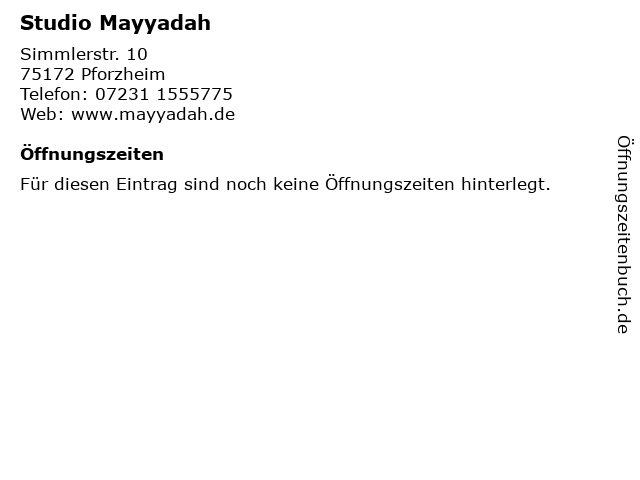 Studio Mayyadah in Pforzheim: Adresse und Öffnungszeiten