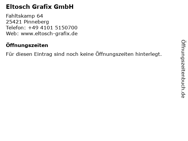 Eltosch Grafix GmbH in Pinneberg: Adresse und Öffnungszeiten