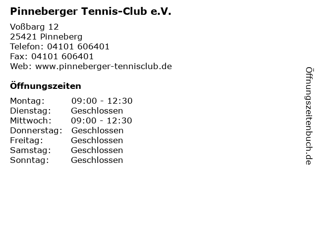 Pinneberger Tennis-Club e.V. in Pinneberg: Adresse und Öffnungszeiten