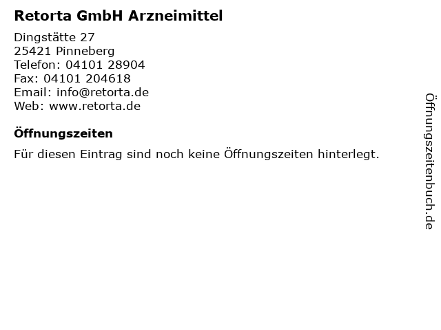 Retorta GmbH Arzneimittel in Pinneberg: Adresse und Öffnungszeiten