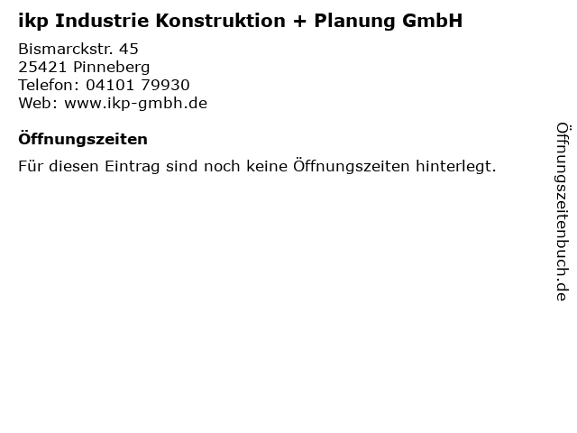 ikp Industrie Konstruktion + Planung GmbH in Pinneberg: Adresse und Öffnungszeiten