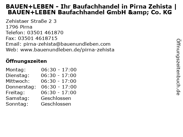 BAUEN+LEBEN - Ihr Baufachhandel | BAUEN+LEBEN Baufachhandel GmbH & Co. KG in Pirna: Adresse und Öffnungszeiten