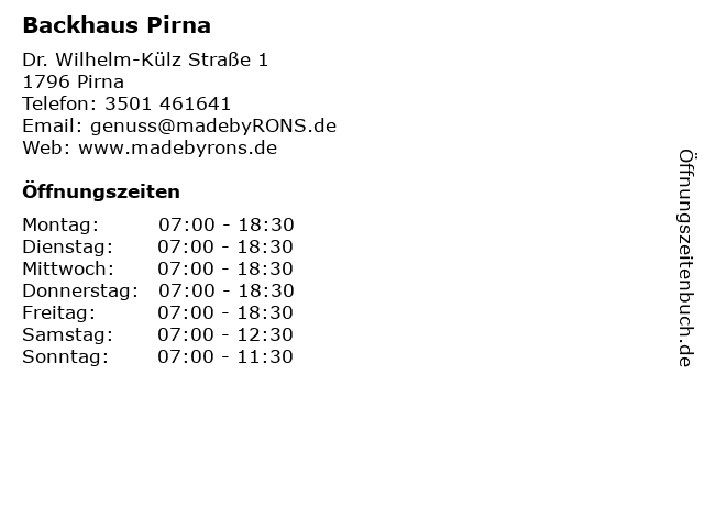 Backhaus Pirna in Pirna: Adresse und Öffnungszeiten