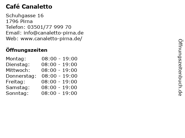 Café Canaletto in Pirna: Adresse und Öffnungszeiten