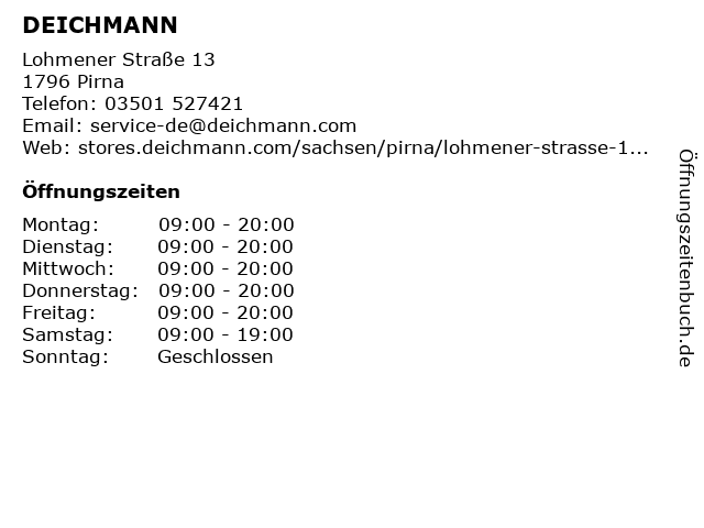 Deichmann Schuhe in Pirna: Adresse und Öffnungszeiten