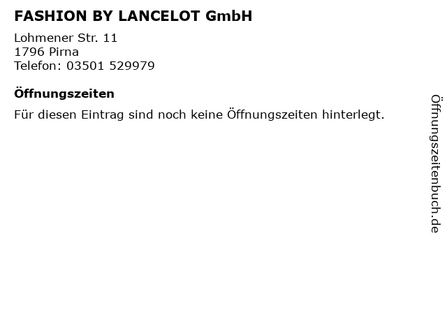 FASHION BY LANCELOT GmbH in Pirna: Adresse und Öffnungszeiten
