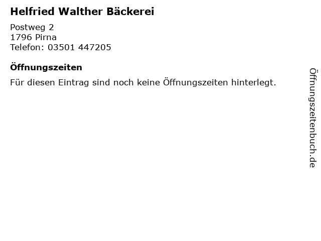 Helfried Walther Bäckerei in Pirna: Adresse und Öffnungszeiten