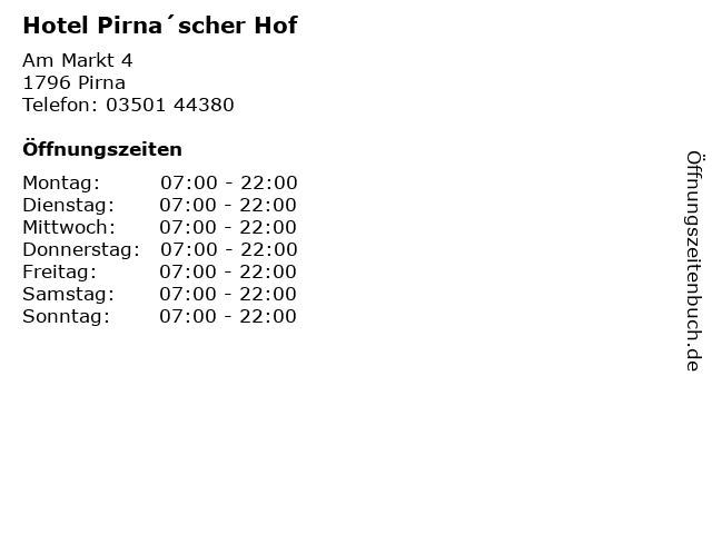Hotel Pirna´scher Hof in Pirna: Adresse und Öffnungszeiten
