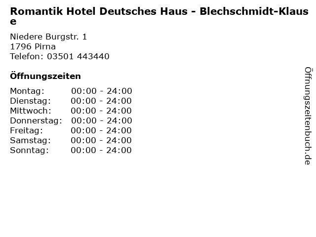 Romantik Hotel Deutsches Haus - Blechschmidt-Klause in Pirna: Adresse und Öffnungszeiten