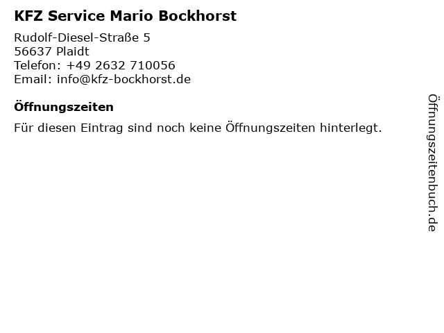 KFZ Service Mario Bockhorst in Plaidt: Adresse und Öffnungszeiten