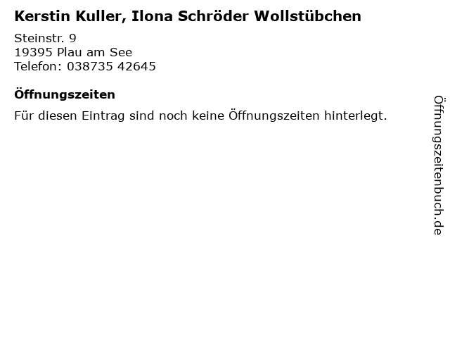 Kerstin Kuller, Ilona Schröder Wollstübchen in Plau am See: Adresse und Öffnungszeiten