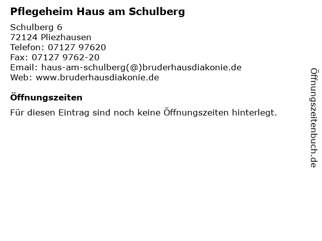 ᐅ Offnungszeiten Pflegeheim Haus Am Schulberg Schulberg 6 In