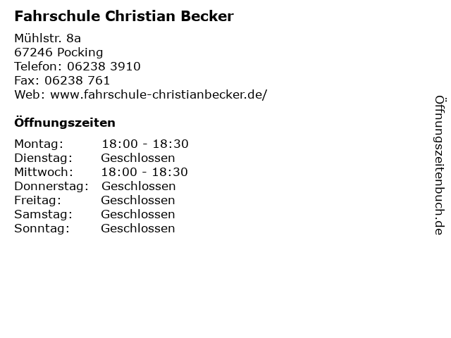 Fahrschule Christian Becker in Pocking: Adresse und Öffnungszeiten