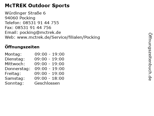 McTREK Outdoor Sports in Pocking: Adresse und Öffnungszeiten
