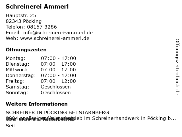 Fritz Ammerl Schreinerei in Pöcking: Adresse und Öffnungszeiten