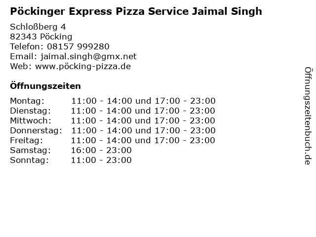 Pöckinger Express Pizza Service Jaimal Singh in Pöcking: Adresse und Öffnungszeiten