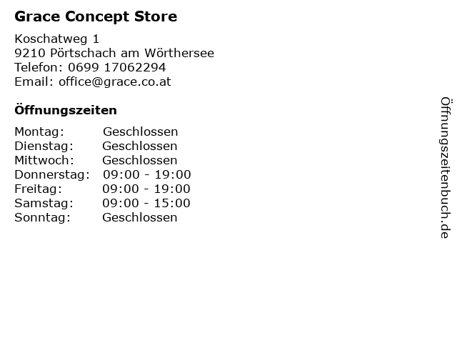 Grace Concept Store in Pörtschach am Wörthersee: Adresse und Öffnungszeiten
