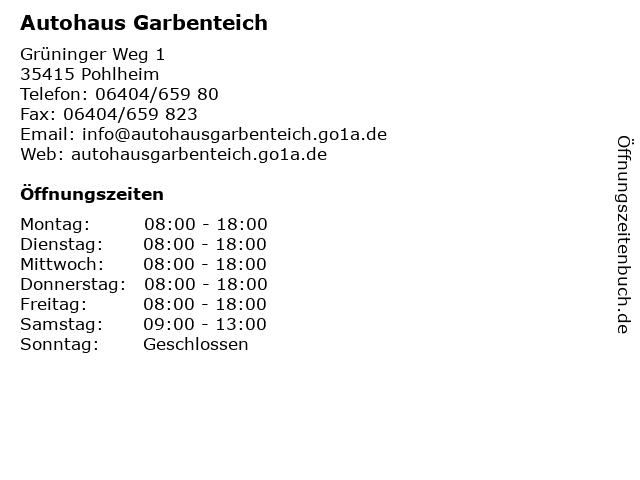 Autohaus Garbenteich in Pohlheim: Adresse und Öffnungszeiten