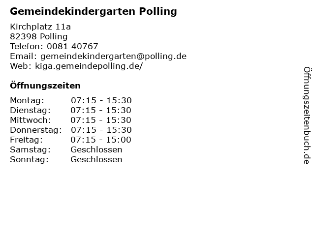 Gemeindekindergarten Polling in Polling: Adresse und Öffnungszeiten