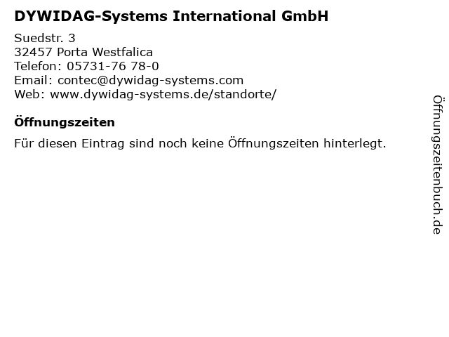 DYWIDAG-Systems International GmbH in Porta Westfalica: Adresse und Öffnungszeiten