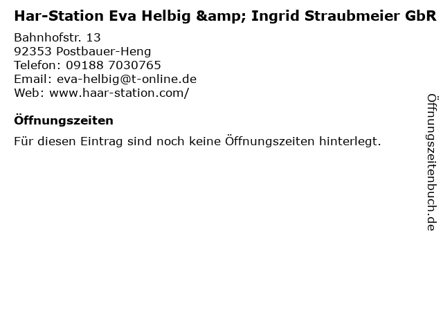 Har-Station Eva Helbig & Ingrid Straubmeier GbR in Postbauer-Heng: Adresse und Öffnungszeiten