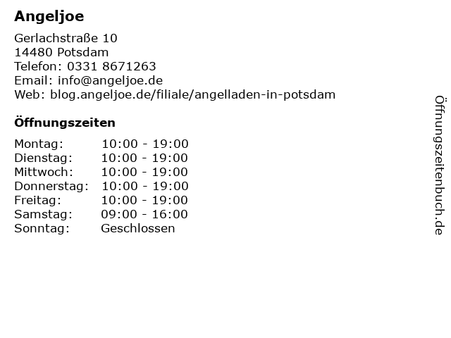 ᐅ Öffnungszeiten „Angeljoe“ | Gerlachstraße 10 in Potsdam
