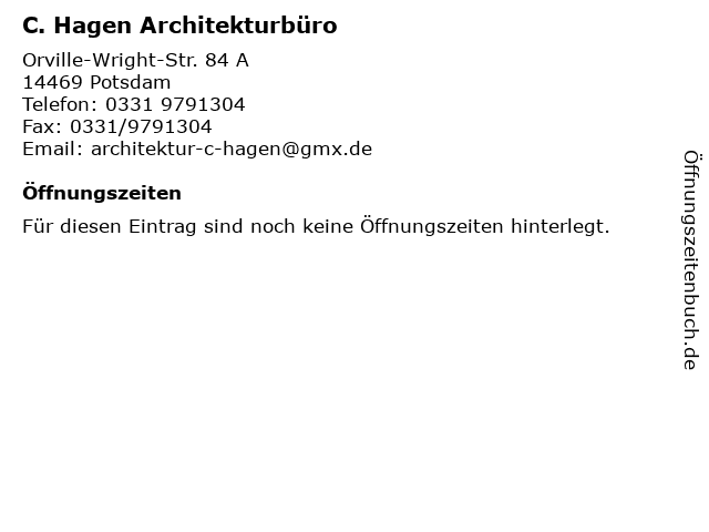 C. Hagen Architekturbüro in Potsdam: Adresse und Öffnungszeiten