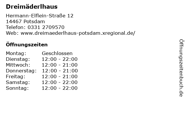 ᐅ Offnungszeiten Dreimaderlhaus Hermann Elflein Strasse 12 In
