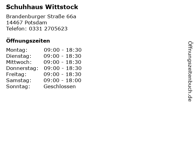 Schuhhaus Wittstock in Potsdam: Adresse und Öffnungszeiten