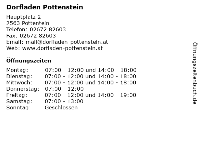 Dorfladen Pottenstein in Pottentein: Adresse und Öffnungszeiten