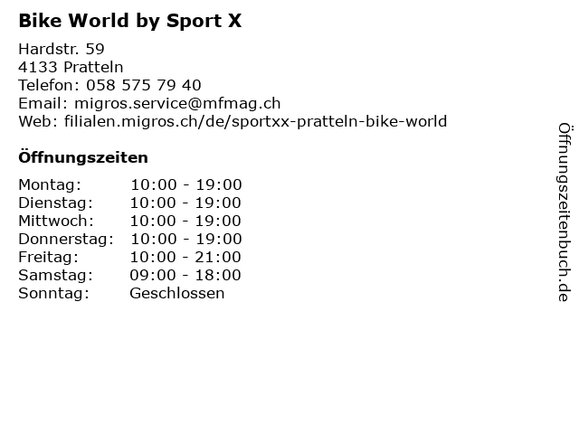 Bike World by SportXX in Pratteln: Adresse und Öffnungszeiten